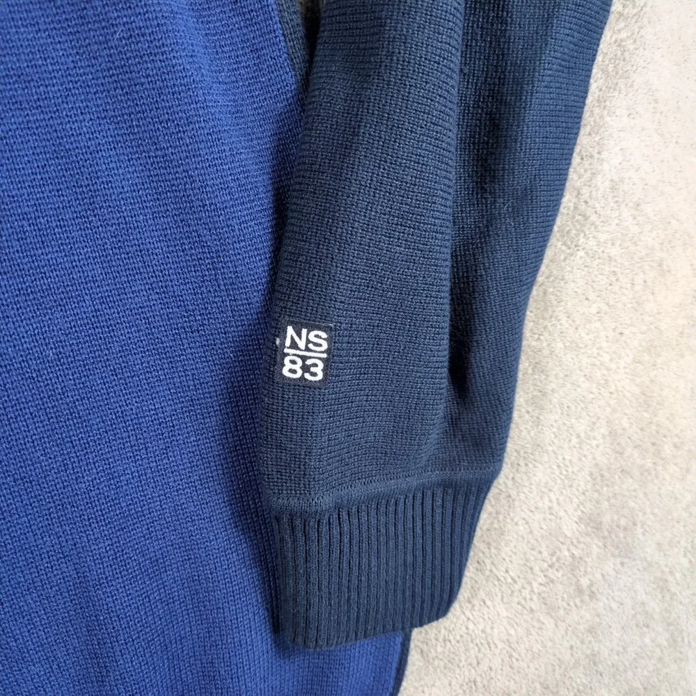 Nautica Sweater‎ Mens Large Navy Blue Knit Cotton Crew Neck Classic Grandpacore